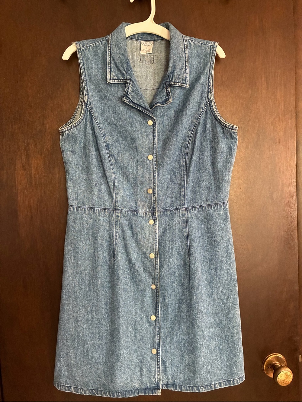 Old Navy Light Blue Denim Sleeveless Button-Front Dress
